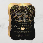 PixDezines きらきら ゴールド/50周年 結婚記念日 招待状 (正面/裏面)