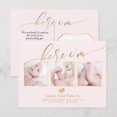 PixDezines ここに誕生のお知らせ/ハート 案内ポストカード (正面/裏面)