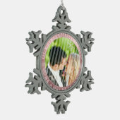 PixDezines ご夫婦最初のクリスマス ローズゴールドフレーム スノーフレークピューターオーナメント (左)