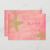 PixDezines ご返信カード, ピンクのヒトデ 5x7 出欠カード (正面/裏面)