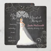 PixDezines のウェディングシャワー/黒板/傘 招待状 (正面/裏面)