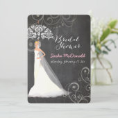 PixDezines のウェディングシャワー/黒板/傘 招待状 (スタンド正面)