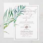 PixDezines のエンゲージメントパーティー パームフランド+ハニカム 招待状 (正面/裏面)