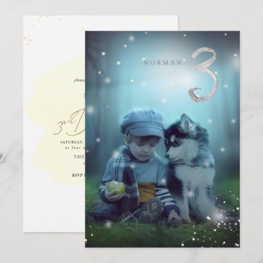 PixDezines ほたるの3歳の誕生日 招待状 (正面/裏面)