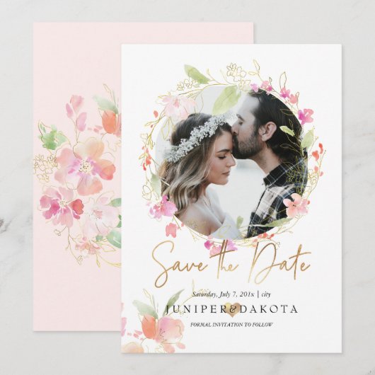 PixDezines ほのぼのロマンス ウェーブカラー フラワー 招待状 (正面/裏面)