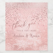 PixDezines よりあなたの為のフォックス ローズゴールド スノー ボケ ワインラベル (シングルラベル)