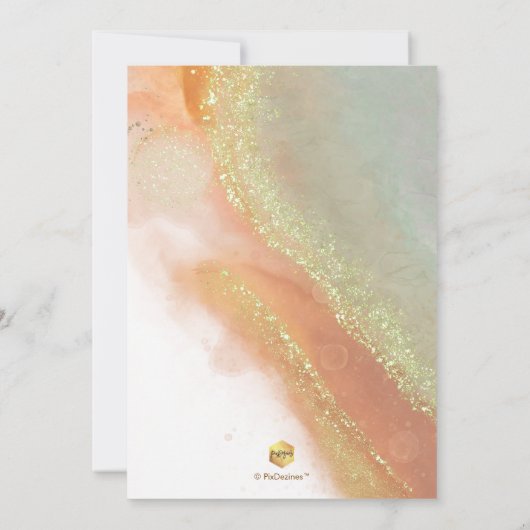 PixDezines アルコールインク Rusty Orange Teal Grey 招待状 (裏面)