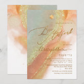 PixDezines アルコールインク Rusty Orange Teal Grey 招待状 (正面/裏面)