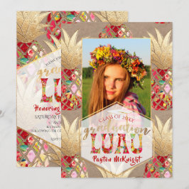 PixDezines アロハパイナップル 卒業パーティ 招待状