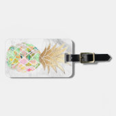 PixDezines アロハ パイナップル+ホワイト マーブル ラゲッジタグ (正面横)