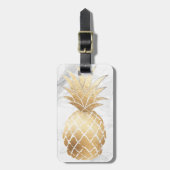 PixDezines アロハ パイナップル+ホワイト マーブル ラゲッジタグ (正面縦)