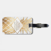 PixDezines アロハ パイナップル+ホワイト マーブル ラゲッジタグ (裏面横)