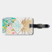 PixDezines アロハ パイナップル+ホワイト マーブル ラゲッジタグ (裏面横)