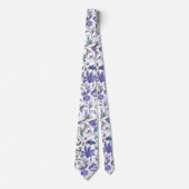 PixDezines ウィリアムモリス フラワーパープルアクア ネクタイ (正面)