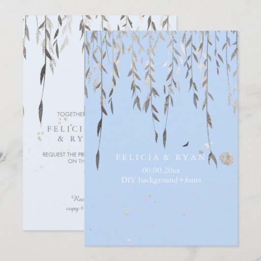 PixDezines ウィロー/疑似シルバー/DIY 背景 招待状 (正面/裏面)