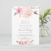 PixDezines ウェディングシャワーのための水彩フラワー・ブラッシュ・ピオニー 招待状 (スタンド正面)