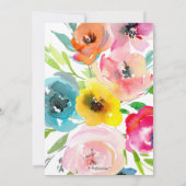 PixDezines ウェディングシャワーのための水彩夏の花 招待状 (裏面)