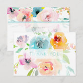 PixDezines ウェディングシャワーのための水彩春の花 サンキューカード (正面/裏面)