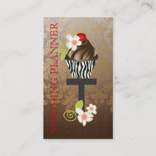 PixDezines、ウェディングプランナー+Fidora Damask 名刺 (正面)