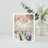 PixDezines ウェディング サンクス / 偽のシルバー / スクリプト ポストカード (スタンド正面)