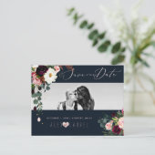 PixDezines ウォーターカラー ラスティックブルーム、Save the Date ポストカード (スタンド正面)