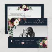 PixDezines ウォーターカラー ラスティックブルーム、Save the Date ポストカード (正面/裏面)