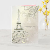 PixDezines エッフェル塔/パリ カード (黄色い花)