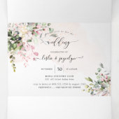 PixDezines エレガントなコーラルピンクのユーカリ 三つ折り招待状 (内部中)