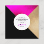 PixDezines エレガントな偽のゴールド ホット+フラッシー ピンク スクエア スクエア名刺 (裏面)