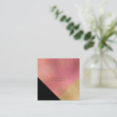 PixDezines エレガントな偽のゴールド 赤 銅 スクエア名刺 (スタンド正面)