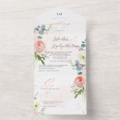 PixDezines エレガントな ブッシュ ピオニー オールインワン Invita オールインワン招待状 (内側)