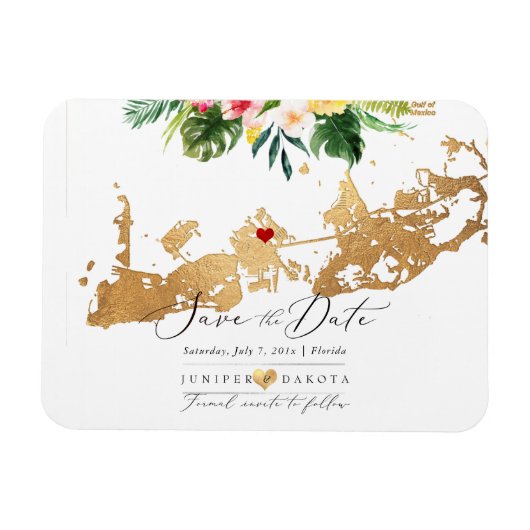 PixDezines エレガント金ゴールド鍵West Map、DIYハート マグネット (横)