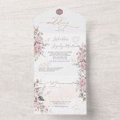 PixDezines エレガント ダスティ ローズ 水彩花 オールインワン招待状 (内側)