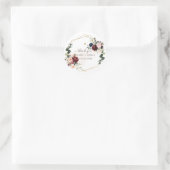 PixDezines エレガント H2 ワインレッド ブラッシュ ネイビー フラワーズ ラウンドシール (バッグ)