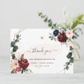 PixDezines エレガント H2 ワインレッド ブラッシュ ネイビー 花 サンキューカード (スタンド正面)