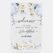 PixDezines エレガント Ice Blue Hyde Alabasterバラ アクリルサイン (正面)