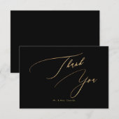 PixDezines エレガント Luxe書道フェイク金ゴールド サンキューカード (正面/裏面)