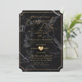 PixDezines エンゲージメントパーティ マーブル/フェイクゴールド 招待状 (スタンド正面)