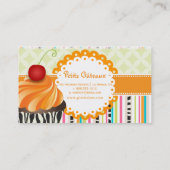 PixDezines オレンジのうずまきカップケーキ+ストライプ 名刺 (裏面)