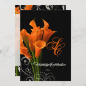 PixDezines オレンジのカラー リリー/DIY 背景色 招待状 (正面/裏面)