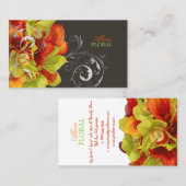 PixDezines オレンジのカラー/緑のラン 名刺 (正面/裏面)