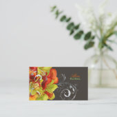 PixDezines オレンジのカラー/緑のラン 名刺 (スタンド正面)