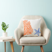 PixDezines オレンジのサンゴ+ヒトデ/DIY 背景 クッション (椅子)