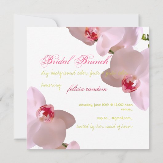 PixDezines オーキッド/ファレノプシス/DIY 背景 招待状 (裏面)