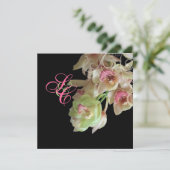 PixDezines オーキッド + 装飾的な花飾り 招待状 (スタンド正面)