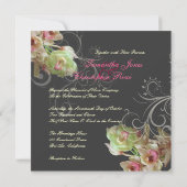 PixDezines オーキッド + 装飾的な花飾り 招待状 (裏面)