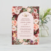 PixDezines オータムラブ H2 マルサラレッドの花 招待状 (スタンド正面)