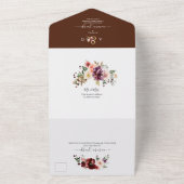 PixDezines オータム ウォーターカラー フラワーズ マルサラ オールインワン招待状 (外側)