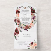 PixDezines オータム ウォーターカラー フラワーズ マルサラ オールインワン招待状 (内側)