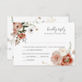 PixDezines オータム ウォーターカラー フラワーズ マルサラ RSVP 招待状 (正面/裏面)